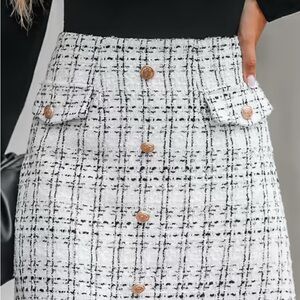 Cupshe High Waiatee Tweed Skirt Size M Medium NWT